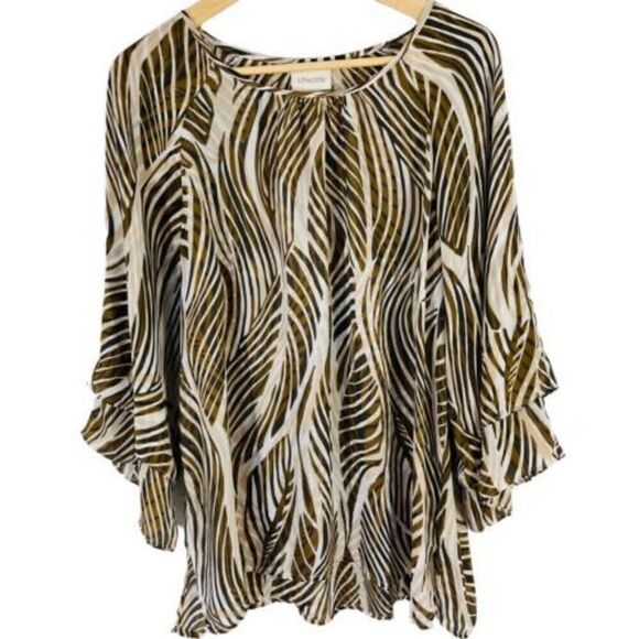 Chicos cold shoulder leaf print top size 2 - Picture 1 of 9